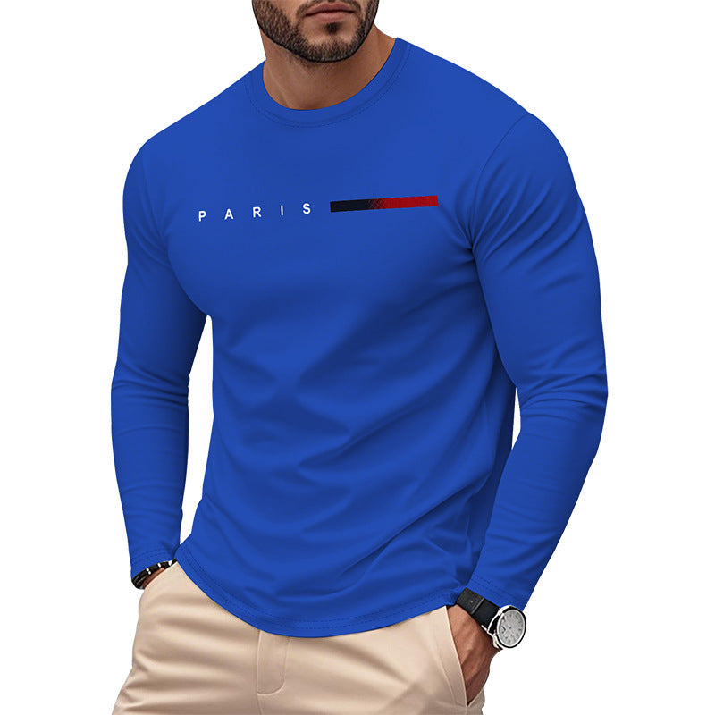 Herren Langarm T-Shirt mit modernem Paris-Druck und elastischem Saum Krohn-e