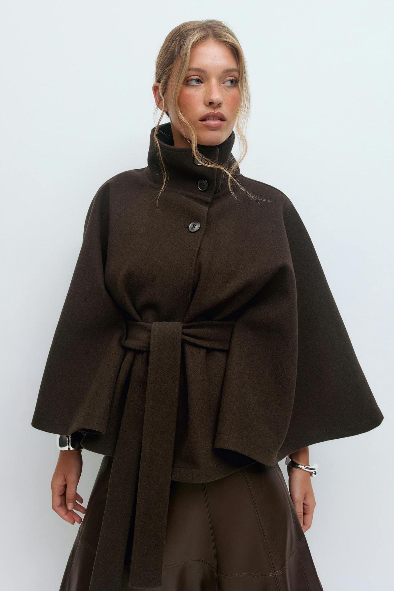 Damen Relaxed Fit Umhangjacke mit Bindegürtel Krohn-e
