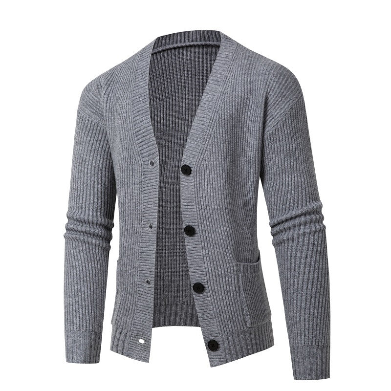 Herren modische Strickjacke mit feinem Rippstrickdesign Krohn-e