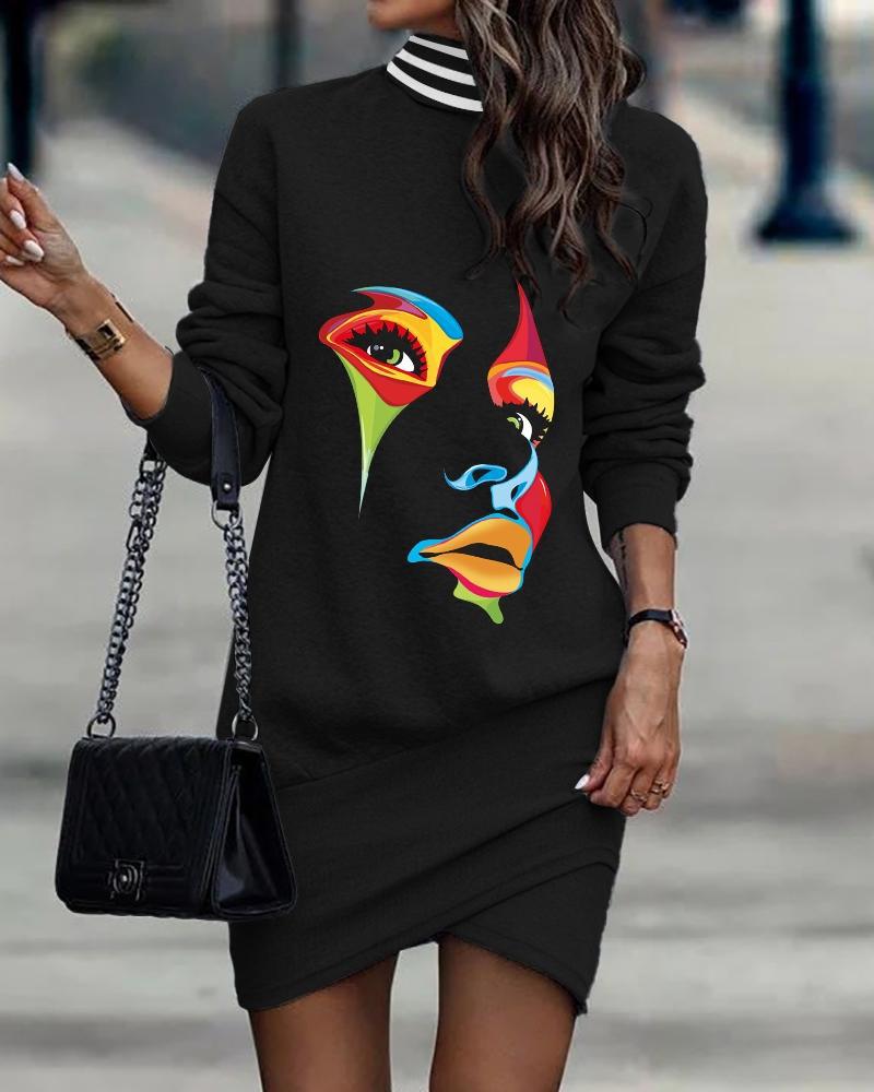Damen Sweatshirtkleid mit grafischem Totenkopf-Design und Blumen Krohn-e