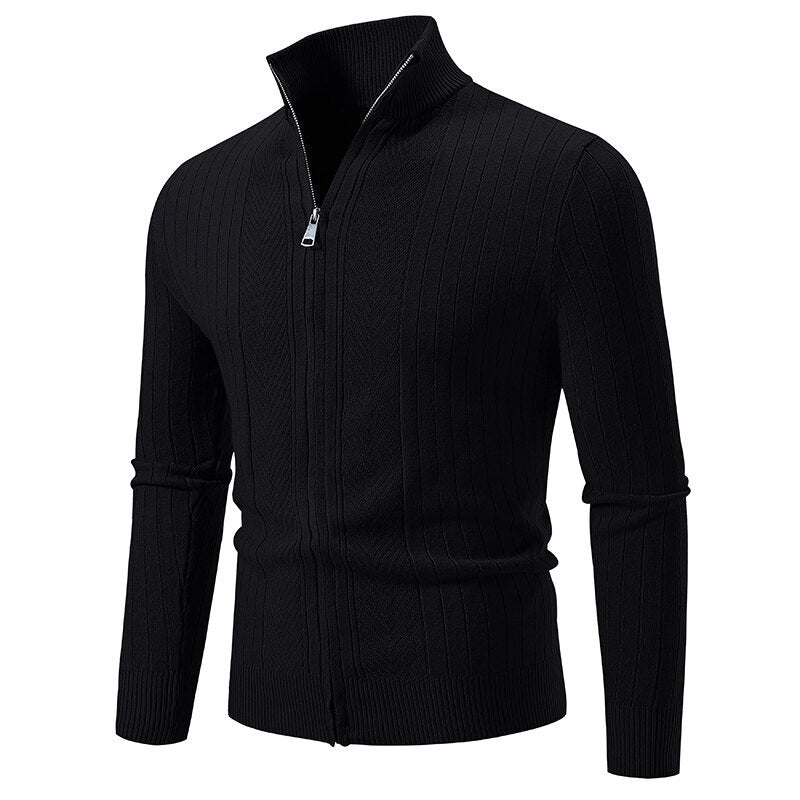 Herren Strickpullover mit modernem Reißverschluss und Rippenstruktur Krohn-e