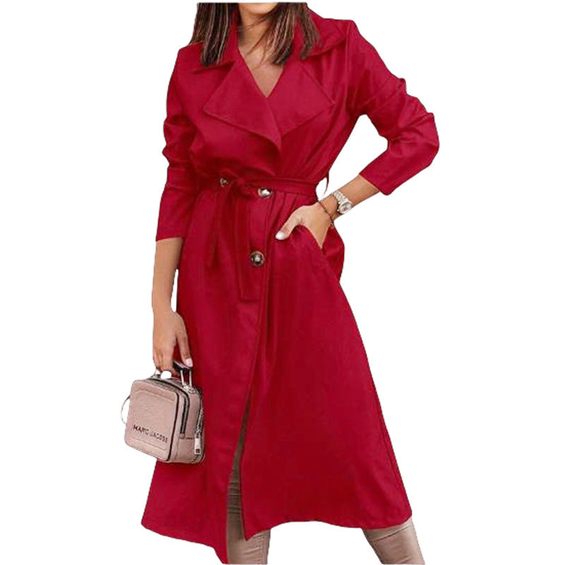 Damen eleganter Trenchcoat mit Gürtel und femininer Silhouette Krohn-e