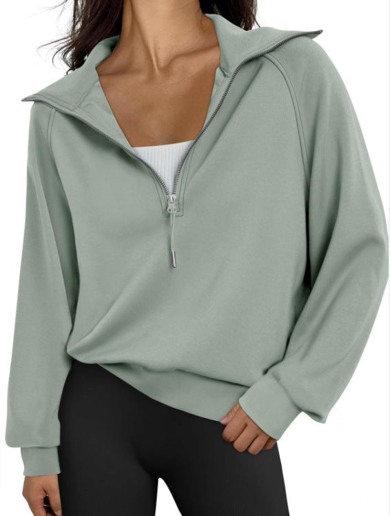 Damen lässiger Sweatpullover mit hohem Kragen und Reißverschluss Krohn-e