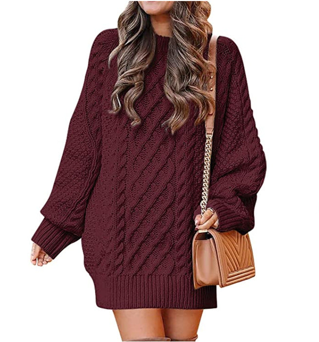 Damen Großer Strickpullover mit Zopfmuster und lässigem Schnitt Krohn-e