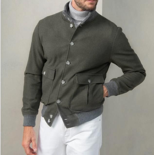 Herren lässige und strukturierte Baumwolljacke mit praktischen Taschen Krohn-e