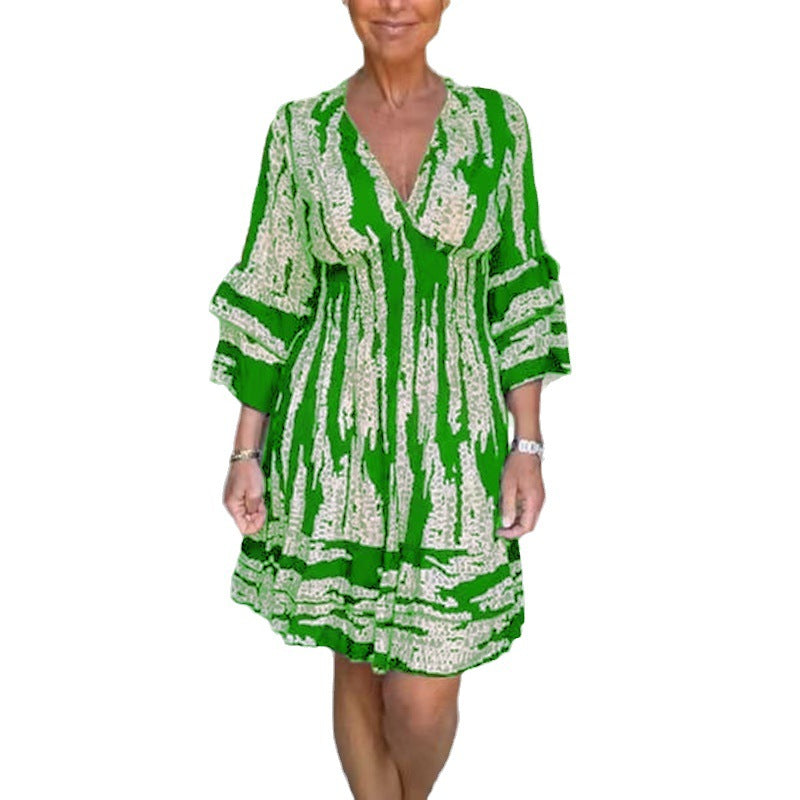 Fudus | Gedrucktes Kleid mit Dreiviertelärmeln