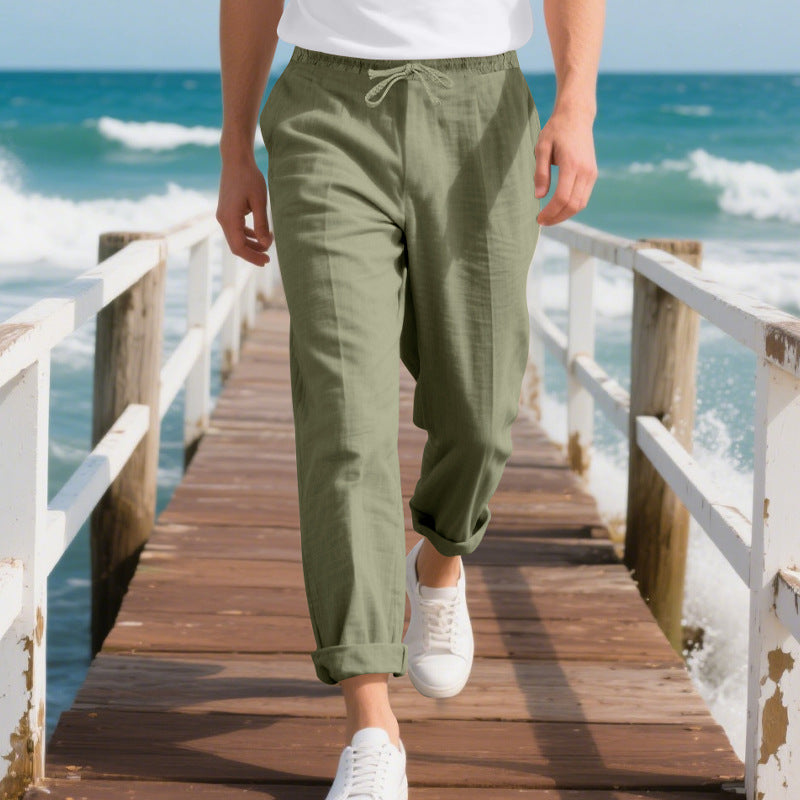 Herren bequeme Strandhose mit elastischem Bund und verstellbarem Kordelzug Krohn-e