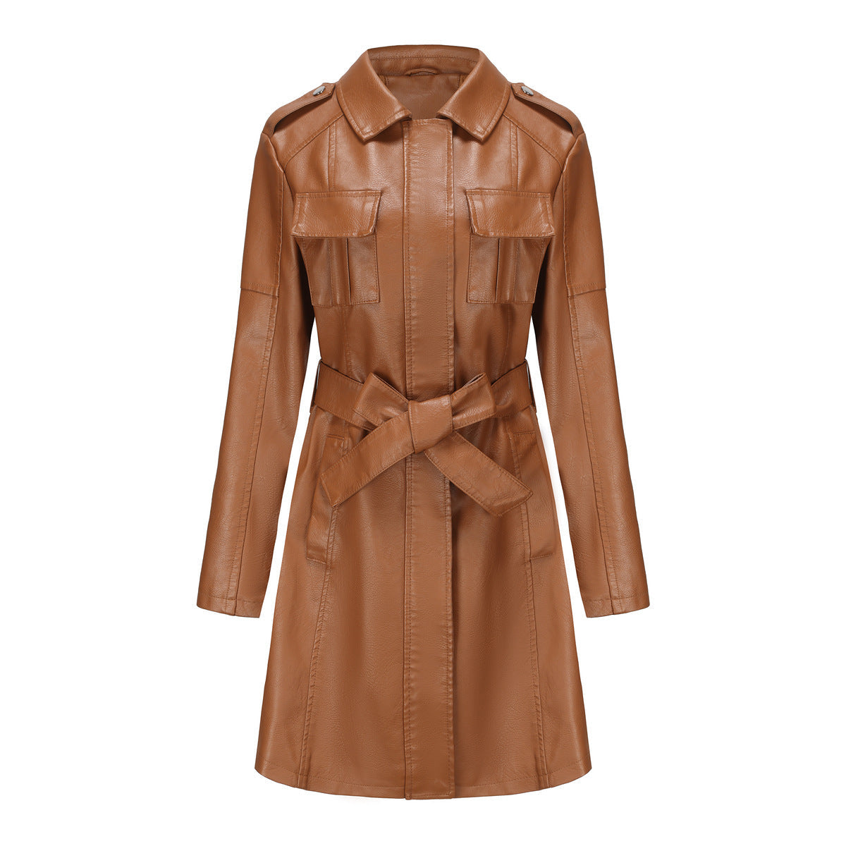 Damen modischer Trenchcoat aus hochwertigem Kunstleder Krohn-e