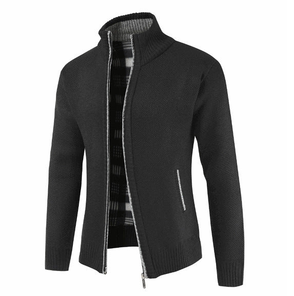 Herren Strickjacke mit hohem Kragen und seitlichen Taschen Krohn-e