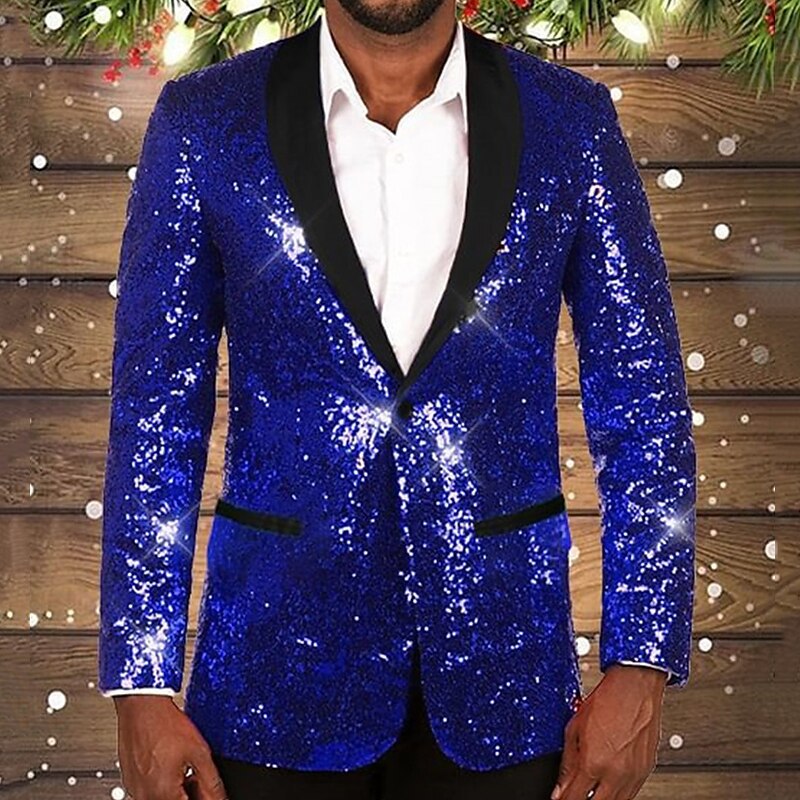 Herren glitzernder Pailletten Blazer mit schwarzem Revers Krohn-e
