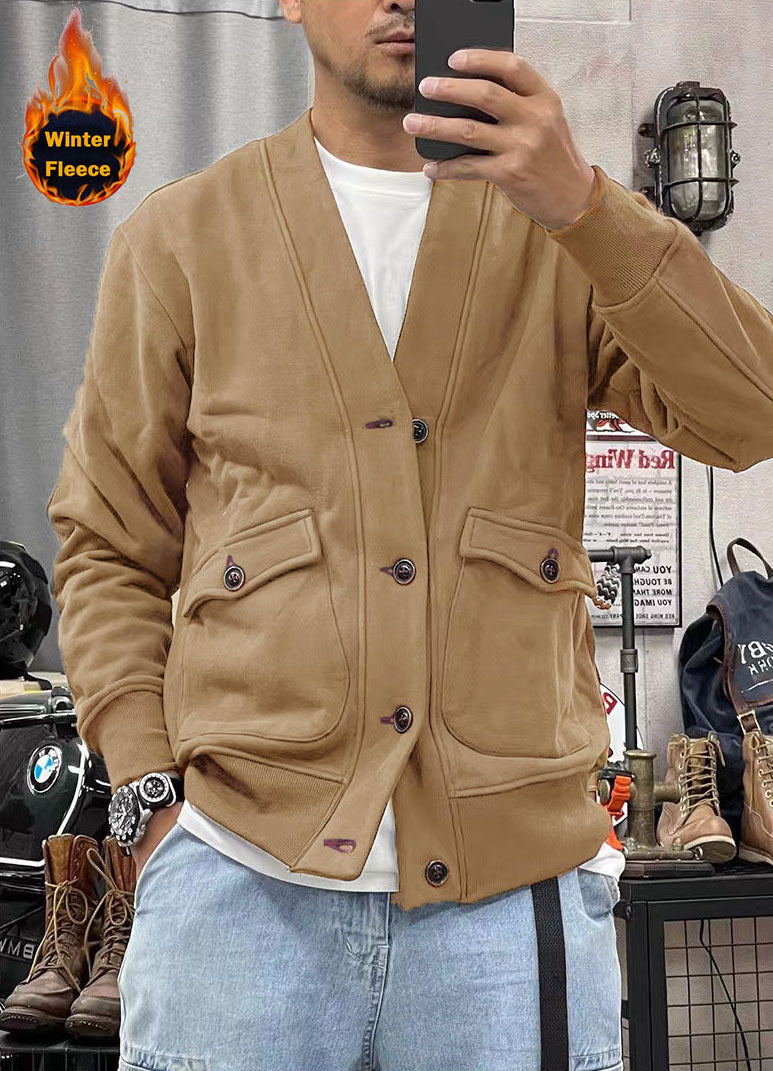 Herren modische Fleecejacke mit praktischen Taschen und eleganter Knopfleiste Krohn-e