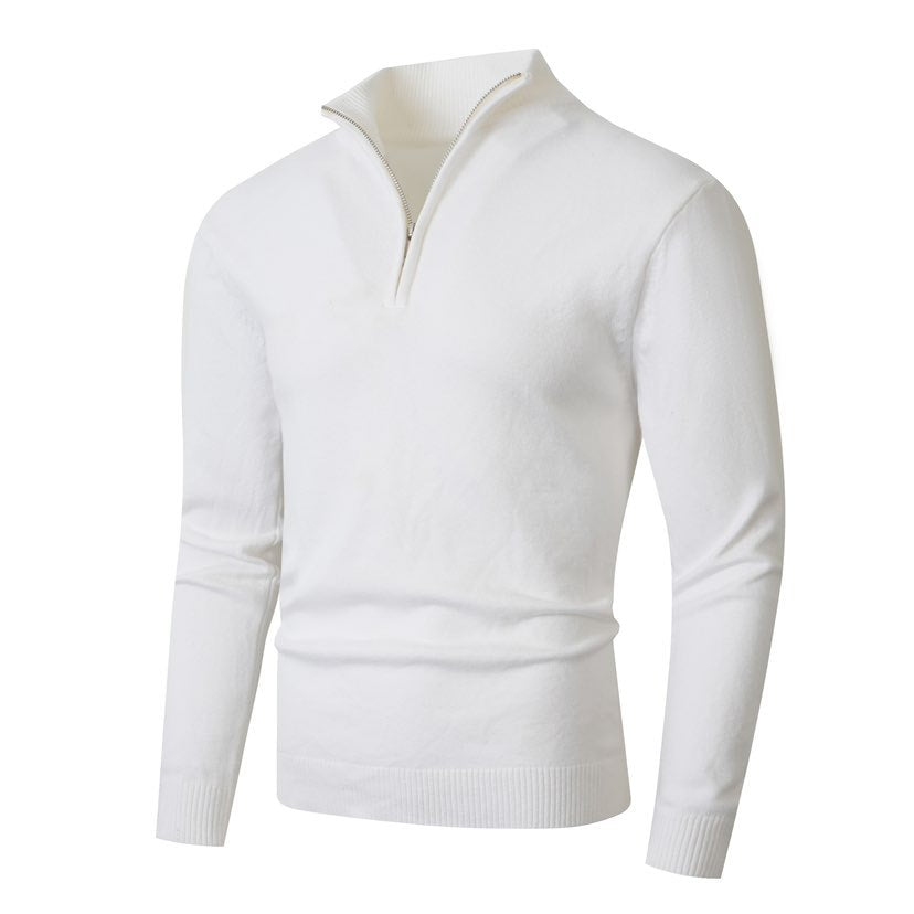 Herren Strickpullover mit modernem Stehkragen und hochwertigem Reißverschluss Krohn-e
