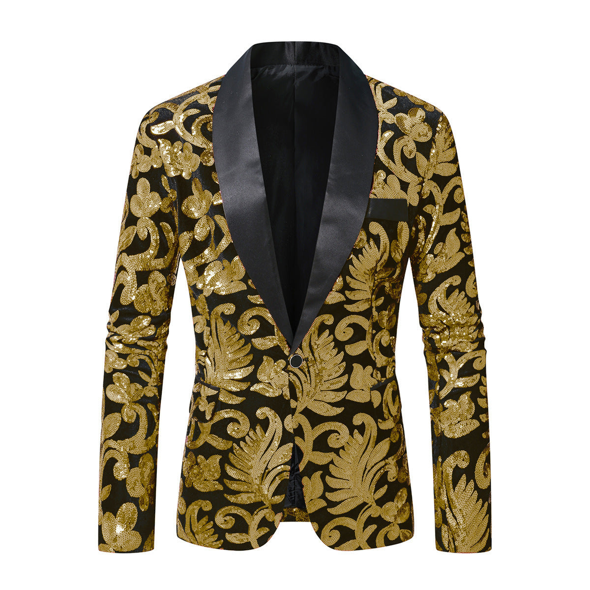 Herren glitzernder Anzugblazer mit floralen Paillettenmustern Krohn-e