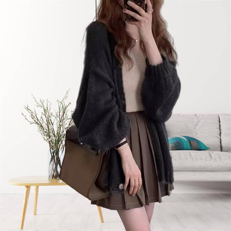 Damen gemütliche Strickjacke mit voluminösen Ärmeln Krohn-e