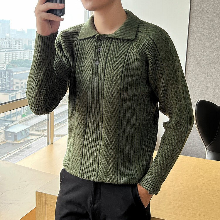 Herren Strickpullover mit klassischem Rautenmuster und Knopfleiste Krohn-e
