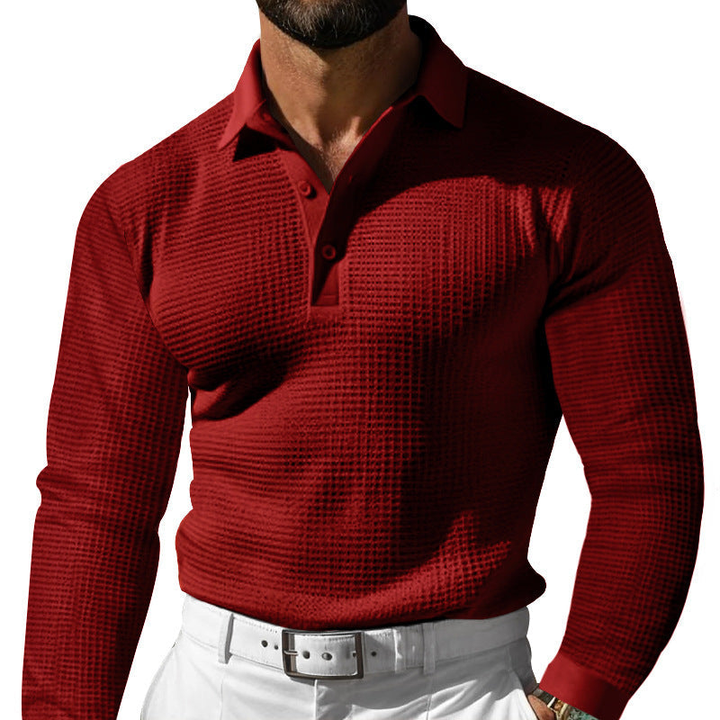 Herren Langarm-Poloshirt mit strukturiertem Design und klassischem Kragen Krohn-e