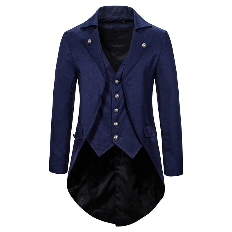 Herren eleganter Steampunk-Sakko mit asymmetrischem Schnitt und edlen Details Krohn-e