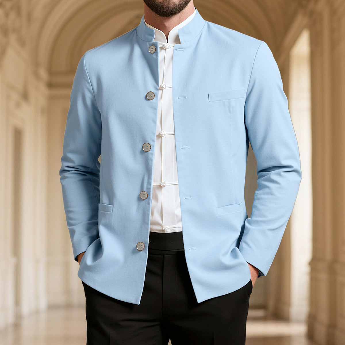 Herren modischer Stehkragenblazer Krohn-e