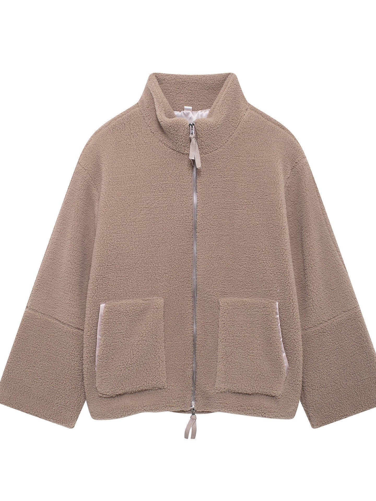 Damen kuschelige Fleecejacke mit hohen Kragen und großen Taschen Krohn-e