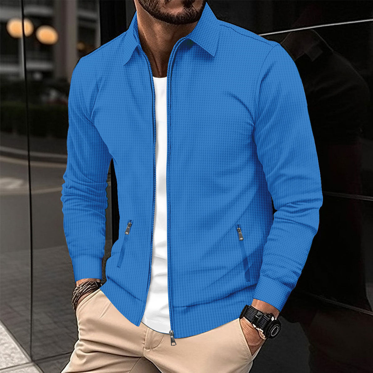 Herren moderne Freizeitjacke mit Reißverschluss und praktischen Seitentaschen Krohn-e