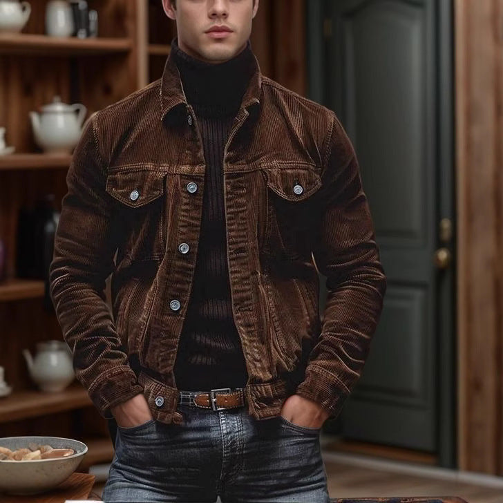Herren Cordjacke mit klassischem Schnitt und praktischen Brusttaschen Krohn-e