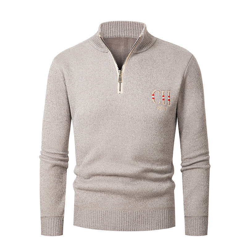 Herren stylischer Strickpullover mit Stehkragen und Reißverschluss Krohn-e