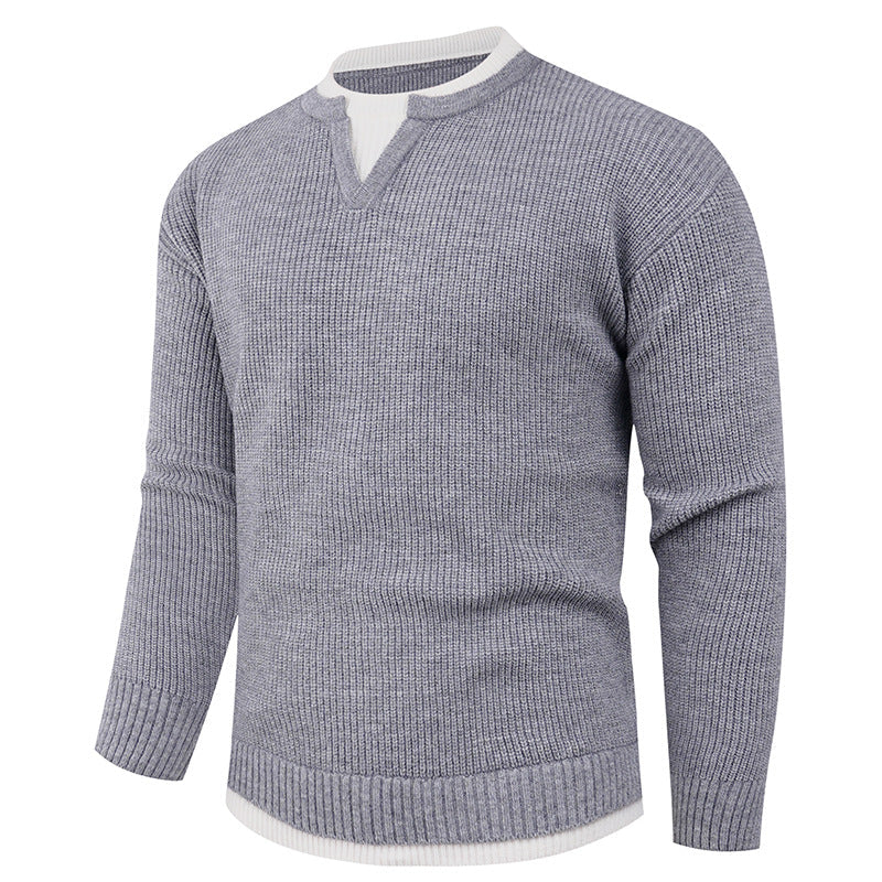 Herren Strickpullover mit V-Ausschnitt und feiner Struktur Krohn-e