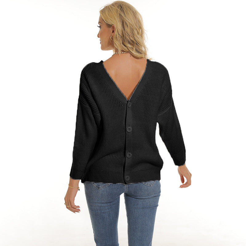 Damen Strickjacke mit tiefem V-Ausschnitt und Knopfleiste Krohn-e