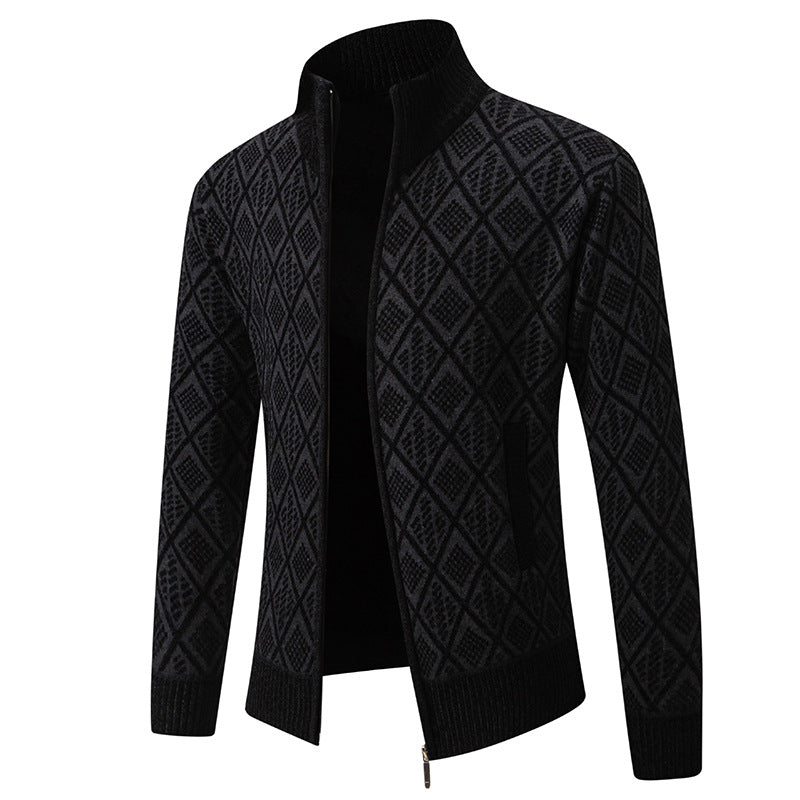 Herren Strickjacke mit strukturiertem Design und hohem Kragen Krohn-e