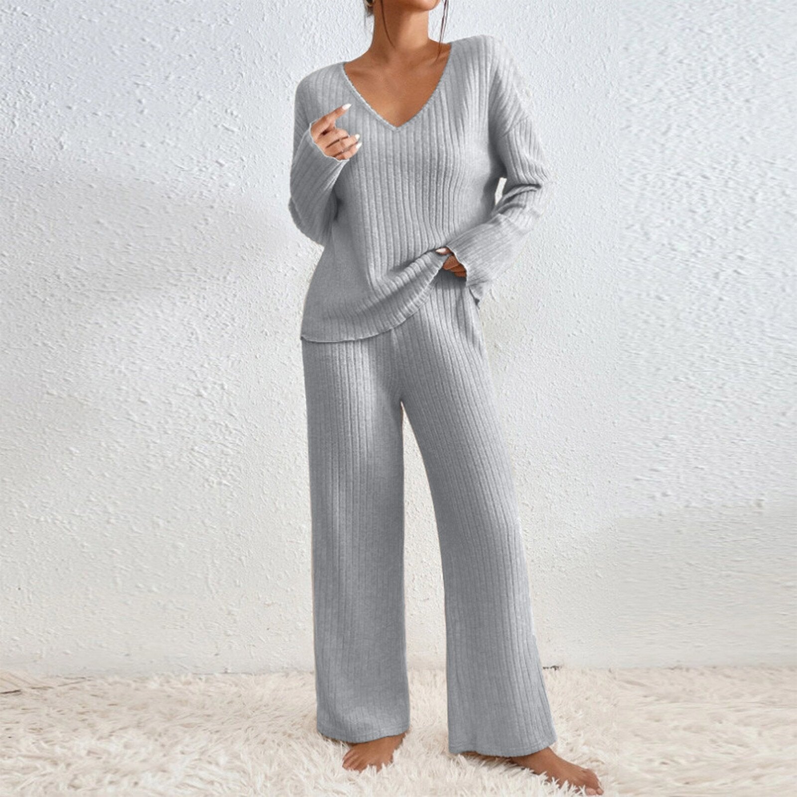 Damen Lässiges Strick-Loungewear-Set Krohn-e