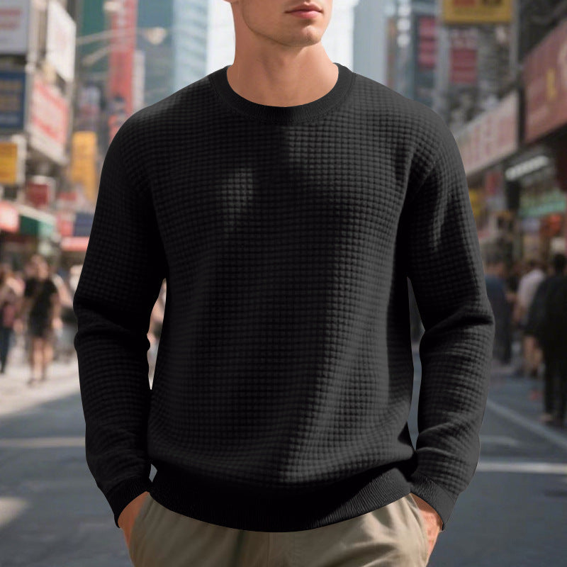 Herren warmer Pullover mit strukturiertem Gewebe und Rundhalsausschnitt Krohn-e