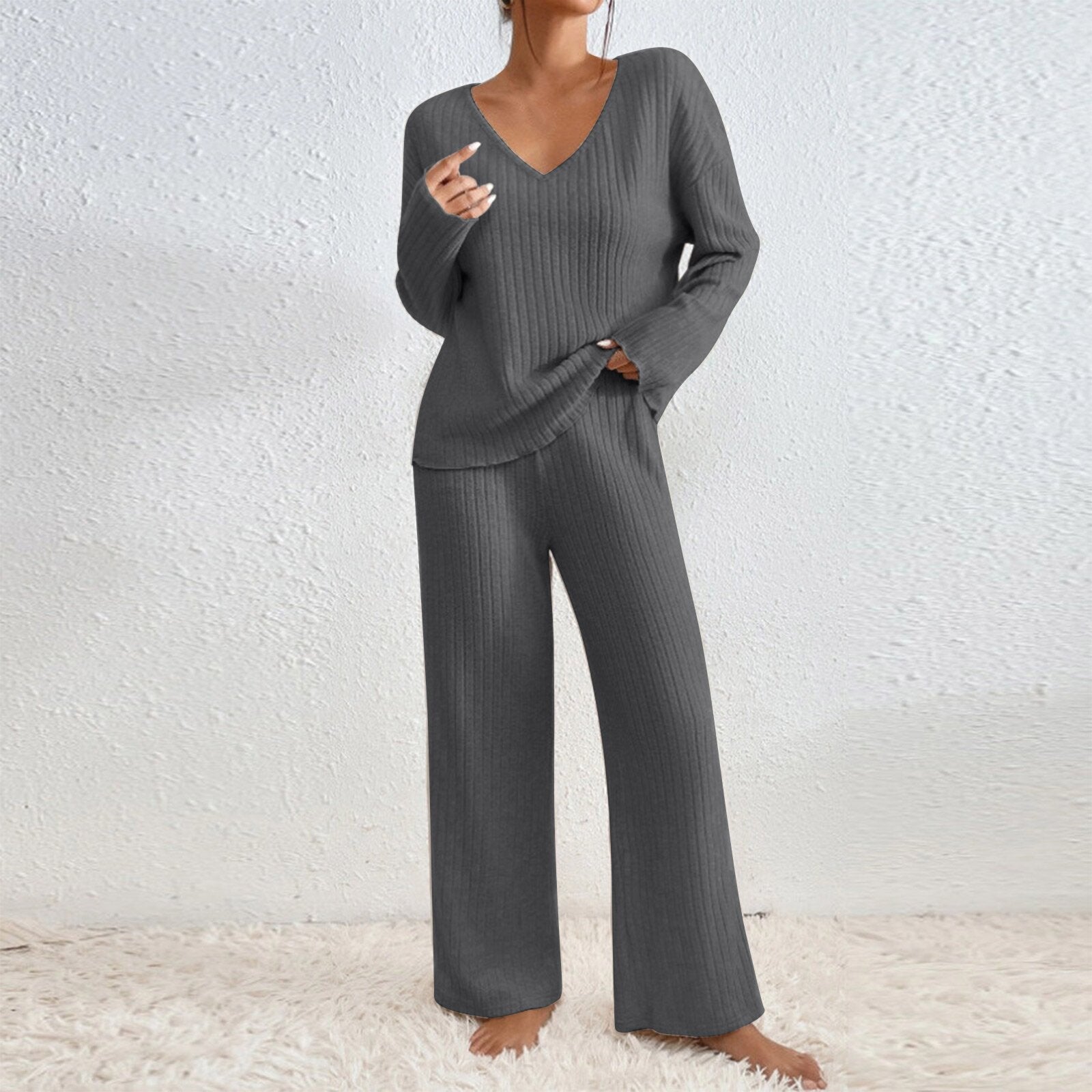 Damen Lässiges Strick-Loungewear-Set Krohn-e
