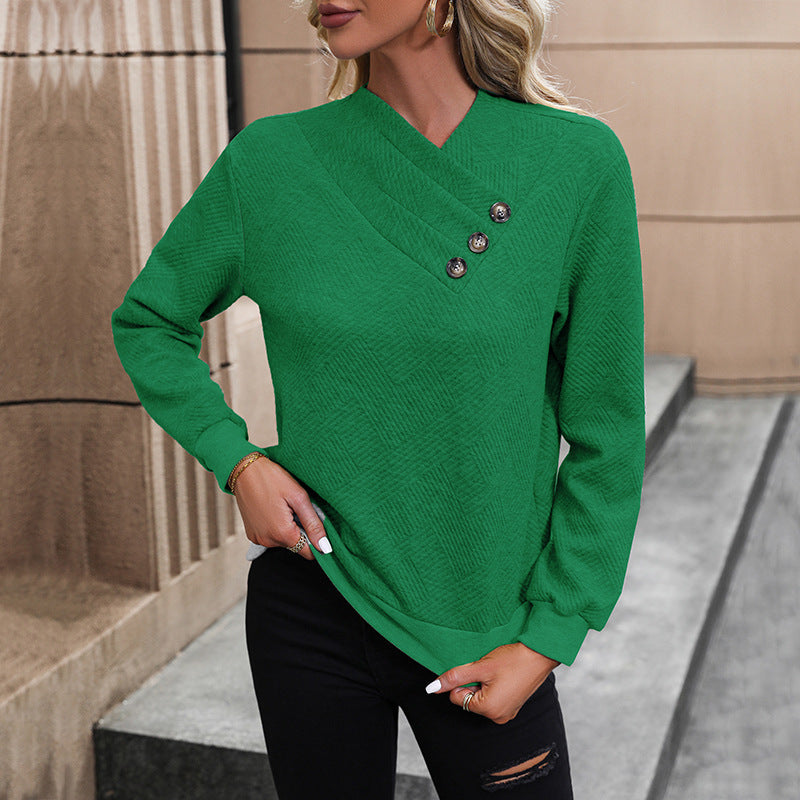 Damen eleganter Pullover mit asymmetrischem Ausschnitt und Knopfdetails Krohn-e