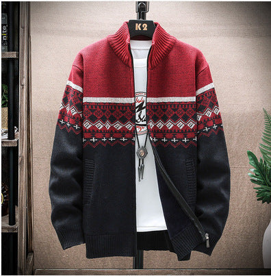 Herren Strickjacke mit nordischem Muster und modischem Reißverschluss Krohn-e