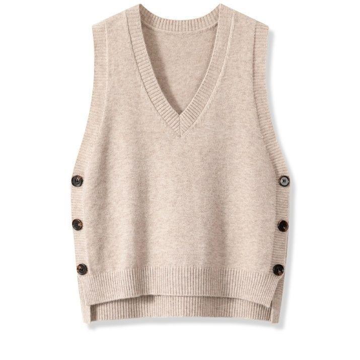 Damen Strickweste mit V-Ausschnitt und Knopfdetails Krohn-e