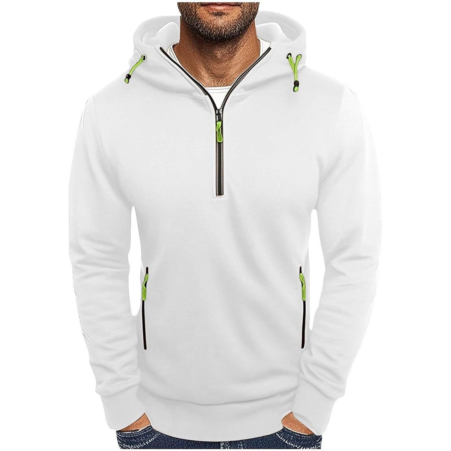 Herren modischer Kapuzenpullover mit zwei Taschen und halbem Reißverschluss Krohn-e