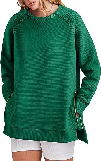 Damen modischer Sweatshirt mit seitlichen Reißverschlüssen Krohn-e