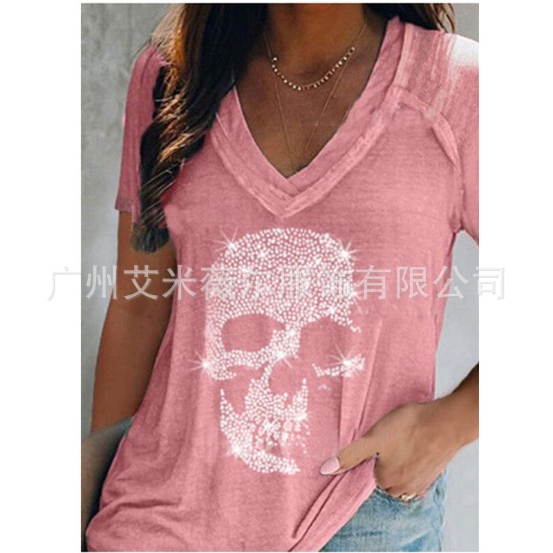 Fudus:  Lockerer Kurzarm-Pullover mit tiefem V-Ausschnitt