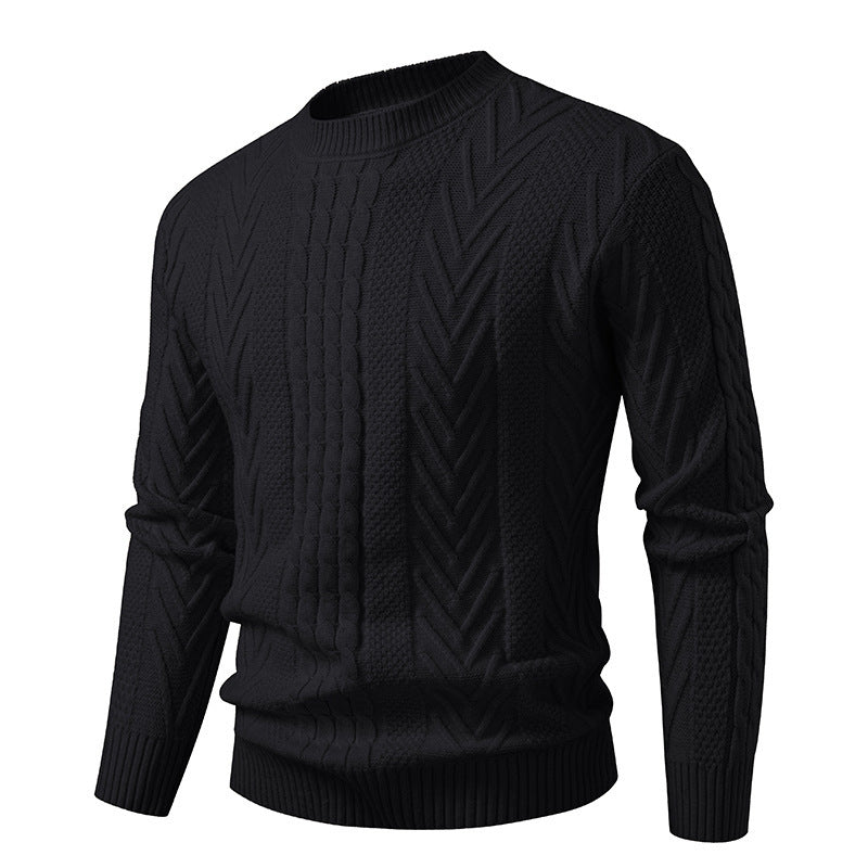 Herren Grobstrickpullover mit Zopfmuster und Rundhalsausschnitt Krohn-e