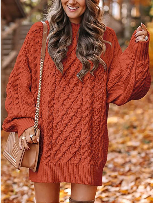 Damen Grober Strickpullover mit voluminösen Ärmeln und dekorativem Zopfmuster Krohn-e