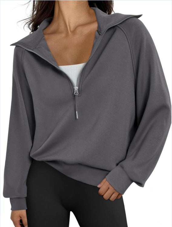 Damen lässiger Sweatpullover mit hohem Kragen und Reißverschluss Krohn-e
