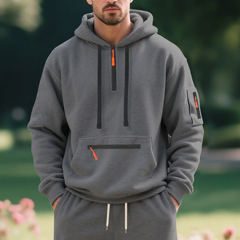 Herren sportlicher Hoodie mit funktionalem Reißverschluss Krohn-e