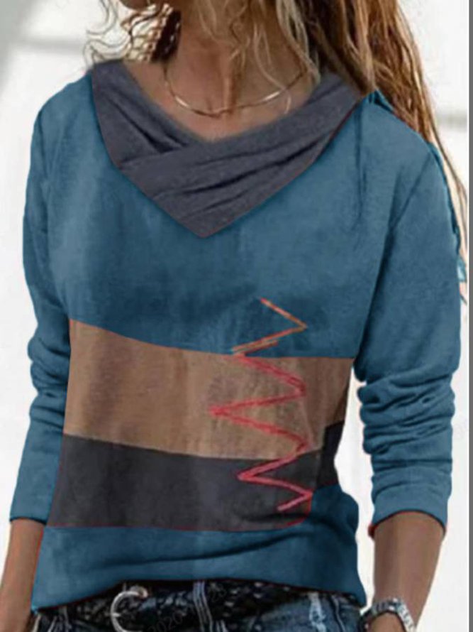 Fudus | Damen Langarmshirt mit V-Ausschnitt, fettem, heißem Aufdruck