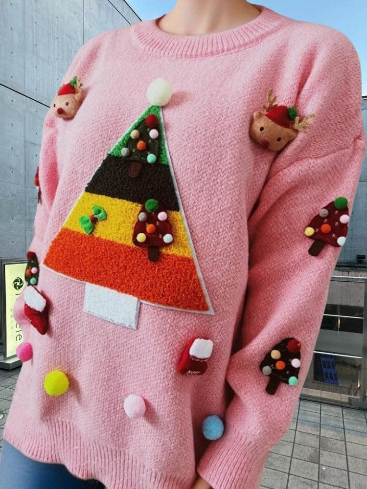 Damen Weihnachts-Pullover mit 3D-Elementen und festlichen Applikationen Krohn-e