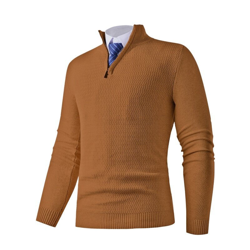 Herren Strickpullover mit modernem Stehkragen und strukturiertem Design Krohn-e