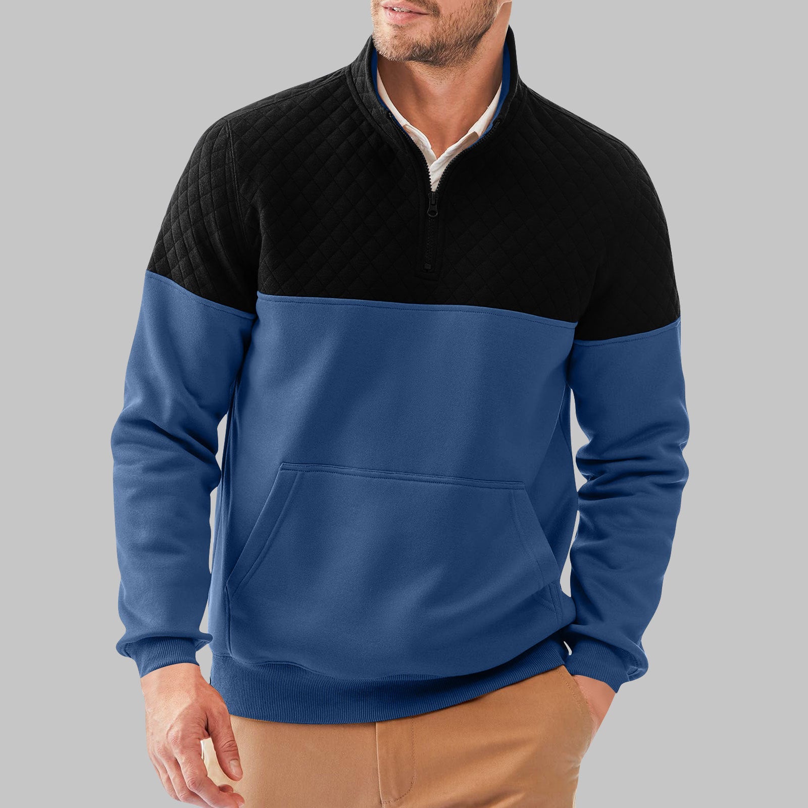 Herren Sportiver Pullover mit Stehkragen und Taschen Krohn-e