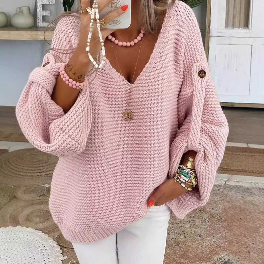 Damen Grober Strickpullover mit V-Ausschnitt Krohn-e