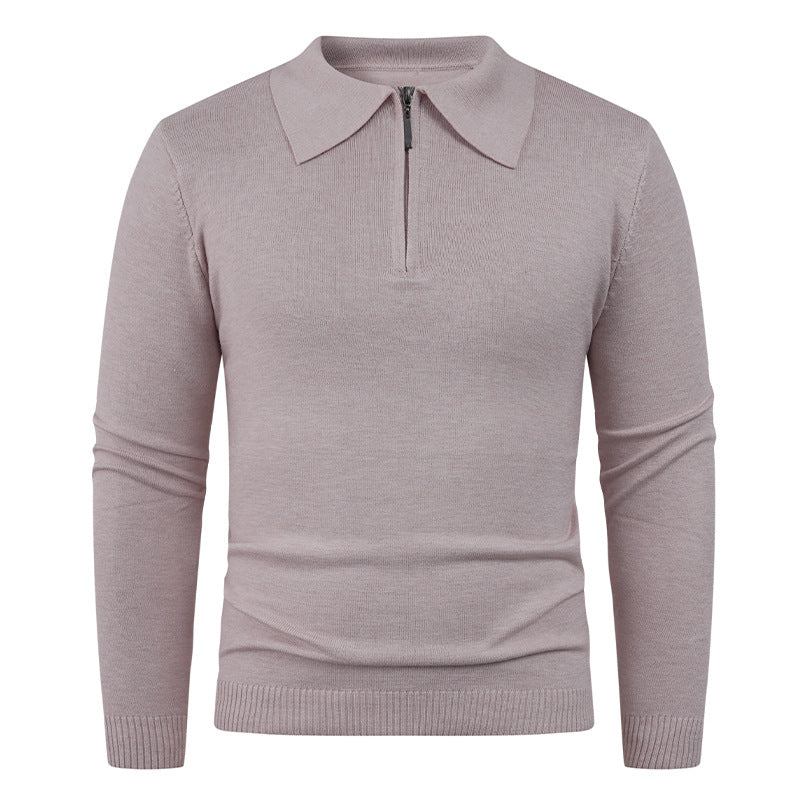 Herren Strickpullover mit halb offenem Kragen und feiner Rippenstruktur Krohn-e