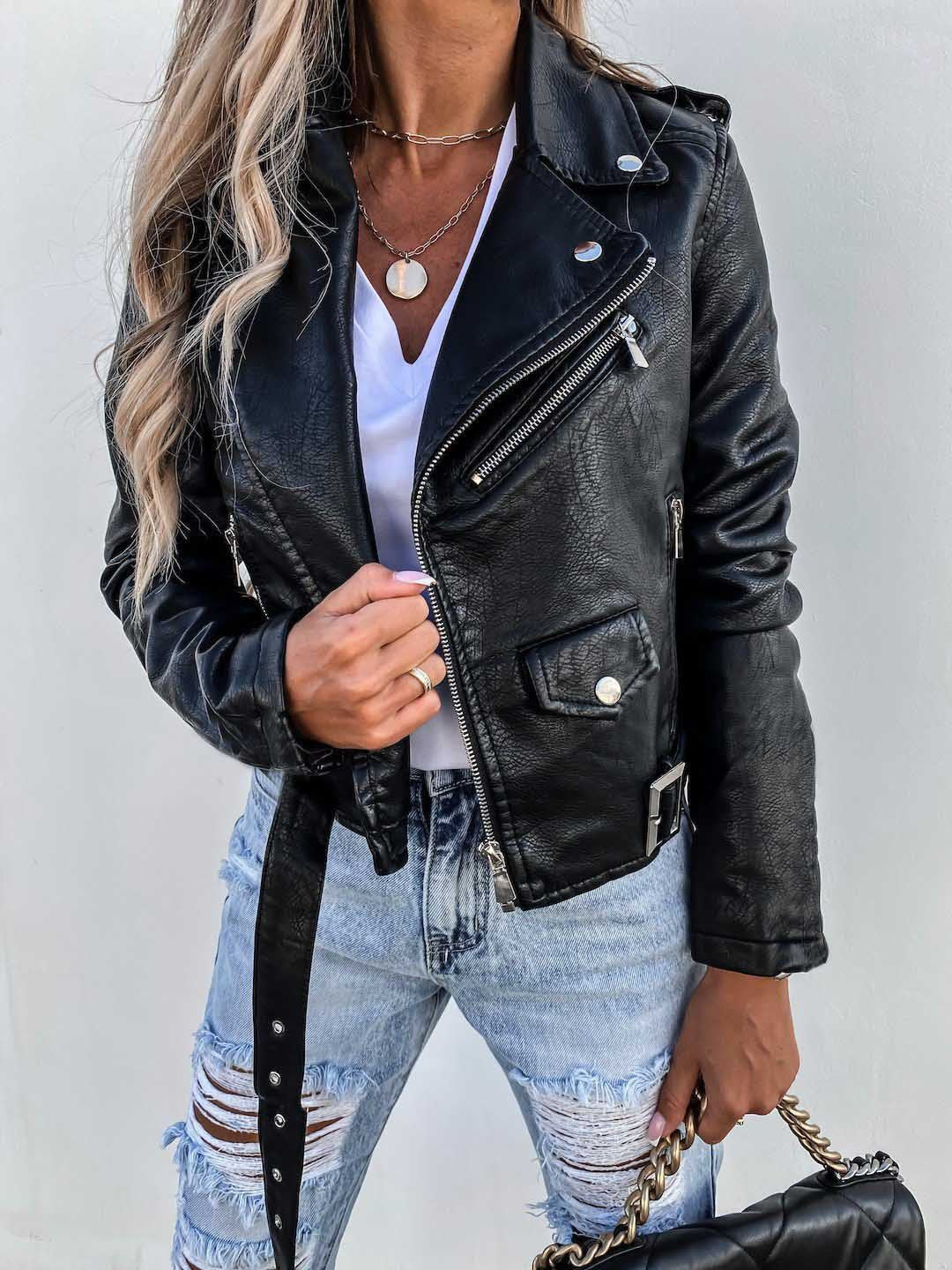 Damen Bikerjacke aus Kunstleder Krohn-e
