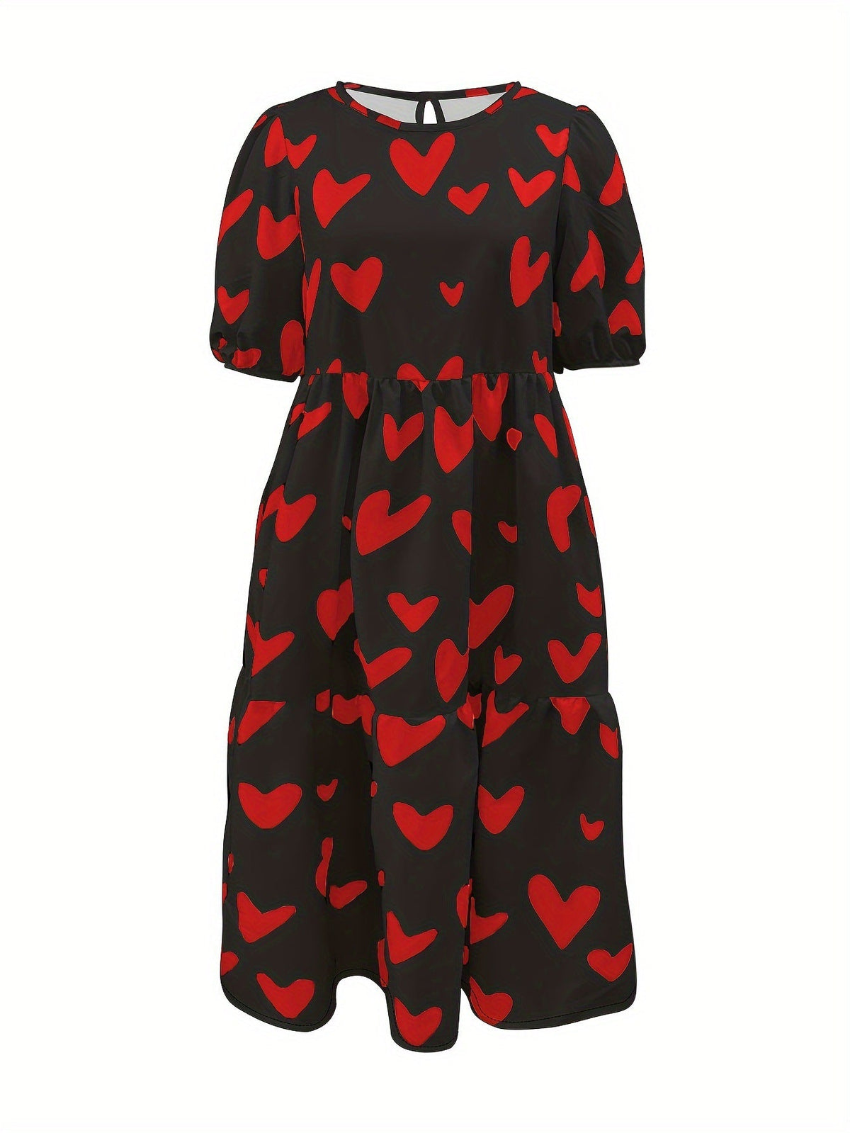 Damen Minikleid mit modernem Herzmuster und luftigen Ärmeln Krohn-e